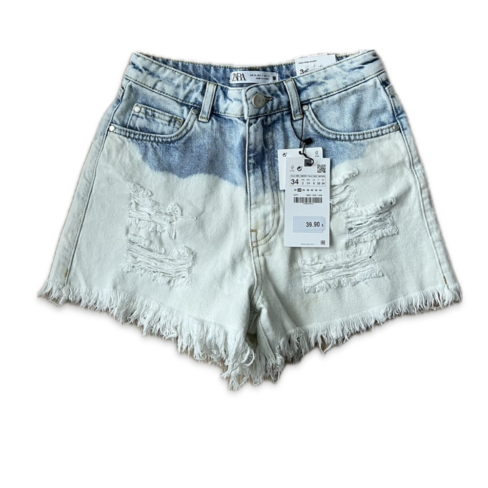 NWT Zara High Rise Short Denim Rigid 2